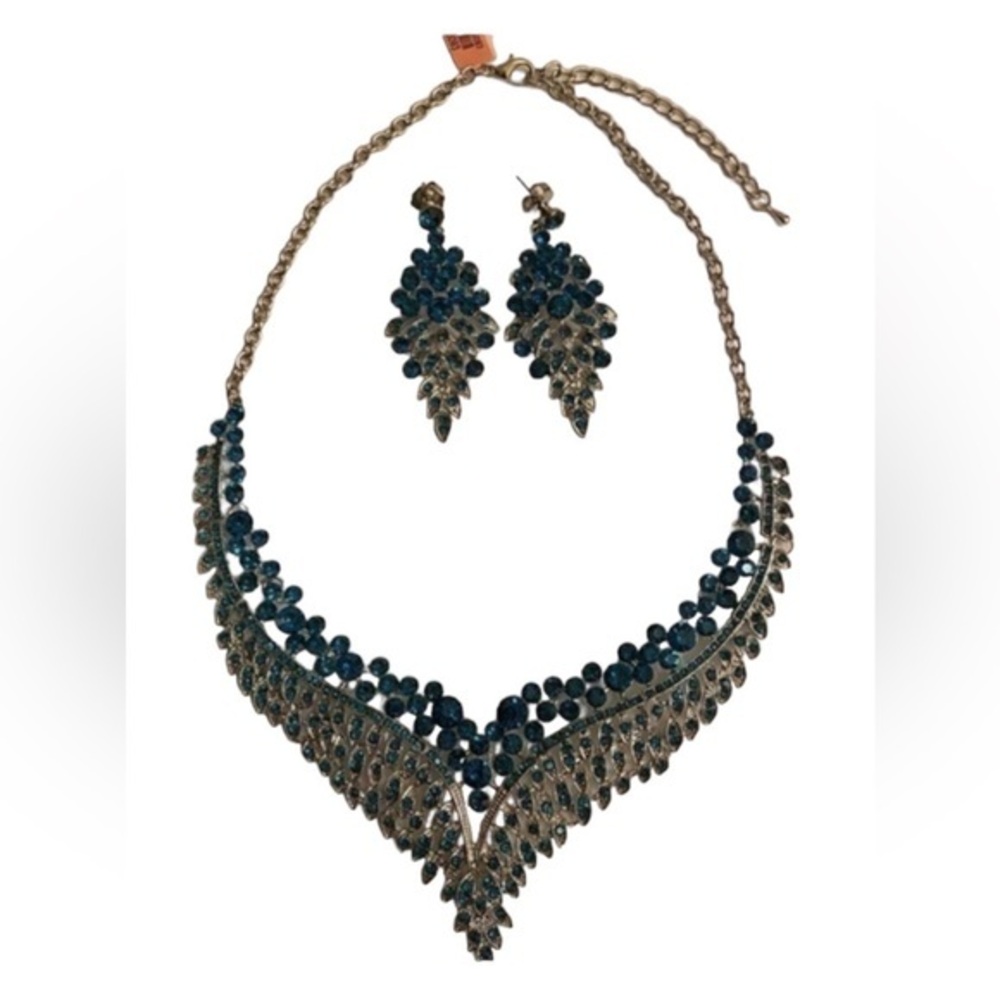 Austrian Crystal Bib Necklace and Earring set